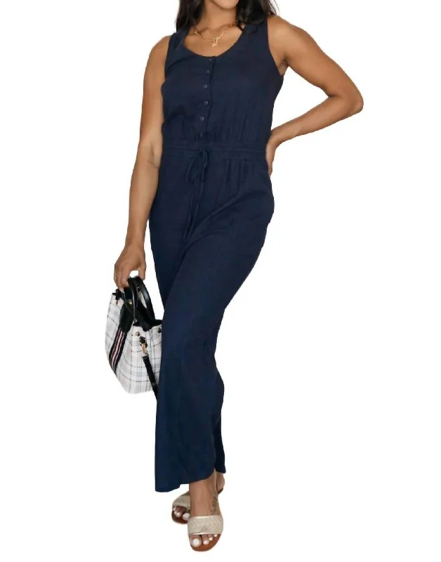 Hometown Girl Jumpsuit In Navy