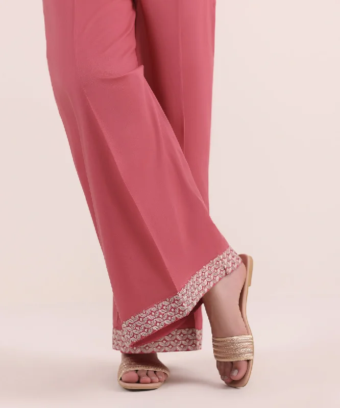 Embroidered Cambric Flared Pants