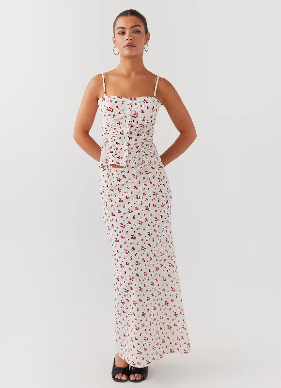 Ariana Linen Maxi Skirt - Poppy Floral