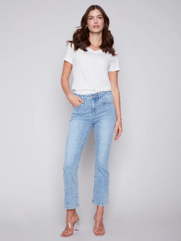 Bootcut Stretch Denim Pants - Light Blue