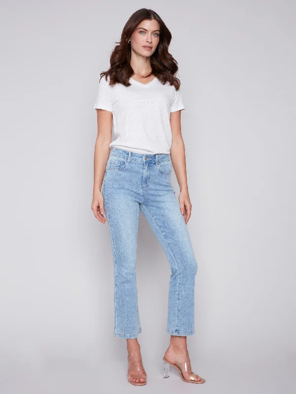 Bootcut Stretch Denim Pants - Light Blue