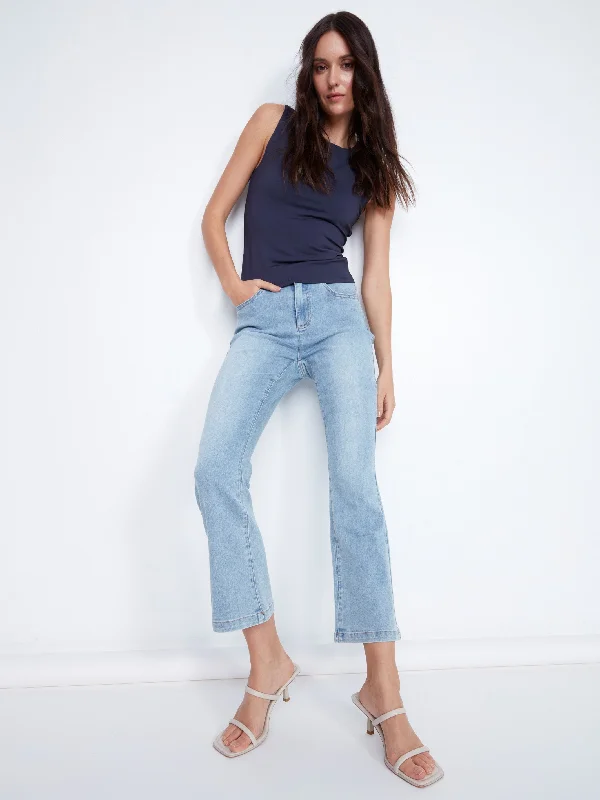 Bootcut Stretch Denim Pants - Light Blue