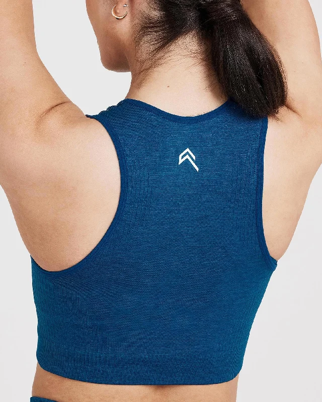 Classic Seamless 2.0 Crop Top | Petrol Blue Marl