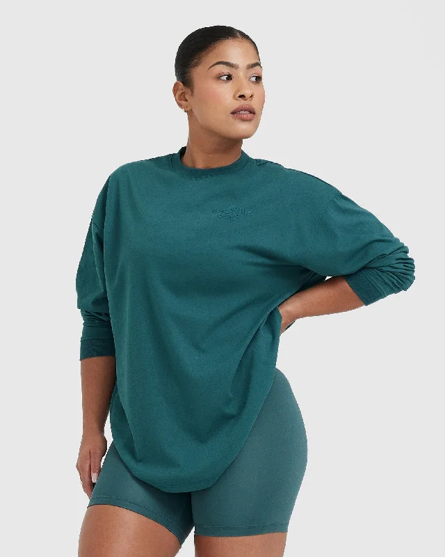 Classic Lifters Graphic Oversized Lightweight Long Sleeve Top | Marine Teal