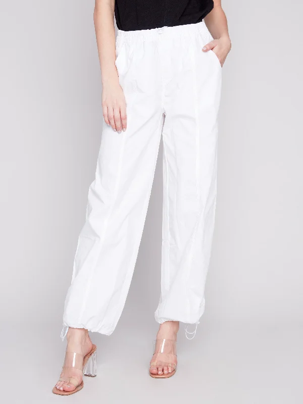 Cotton Parachute Pants - White