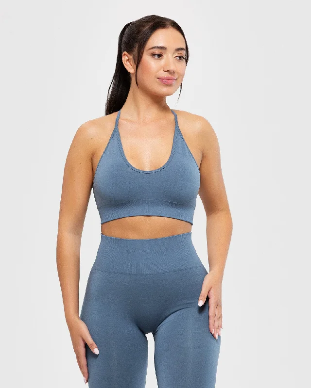 Define Seamless Racer Back Bra | Smoke Blue