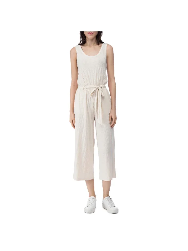 Devin Womens Ribbed Wide Leg Jumpsuit