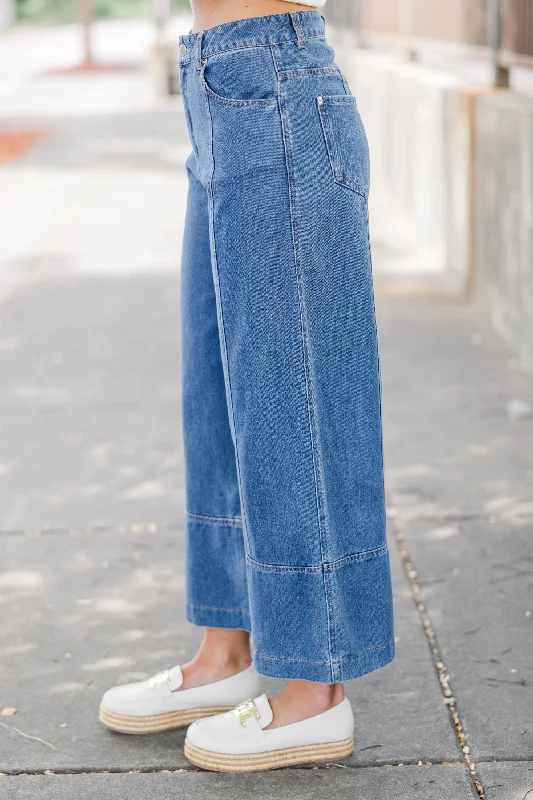 Dreaming Of The Day Medium Wash Wide Leg Jeans