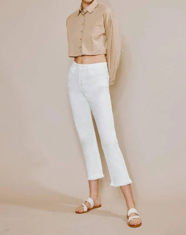 High Rise Straight Leg Jean In White