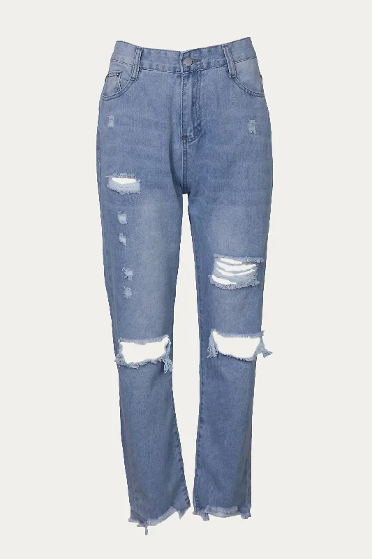 High-Rise Straight-Leg Jeans In Light Wash