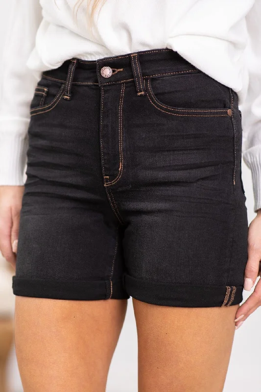 Judy Blue Black Roll Cuff Shorts