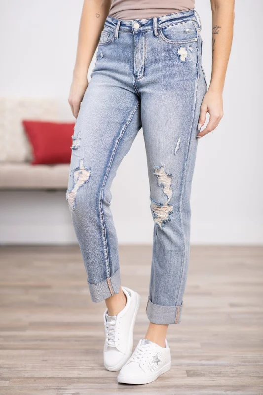 Judy Blue Double Cuff Boyfriend Jeans