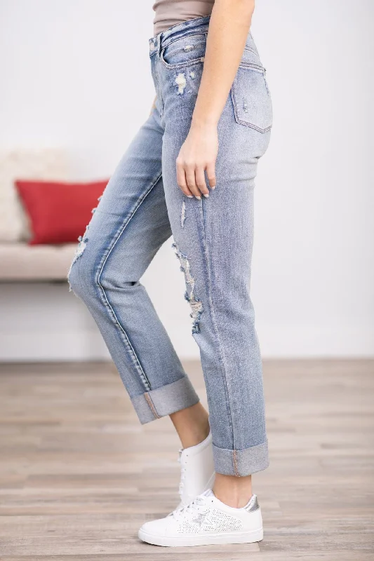 Judy Blue Double Cuff Boyfriend Jeans