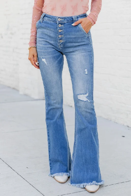 Kelly Distressed Flare Medium Wash Jeans FINAL SALE