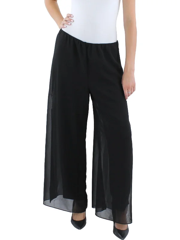 Petites Womens Solid Polyester Dress Pants