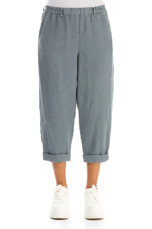 Roll Up Sage Linen Trousers