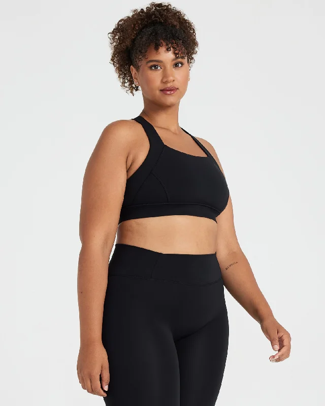 Timeless Wide Strap Sports Bra | Black