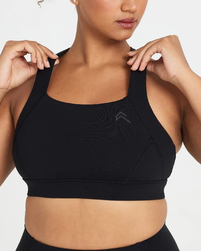 Timeless Wide Strap Sports Bra | Black