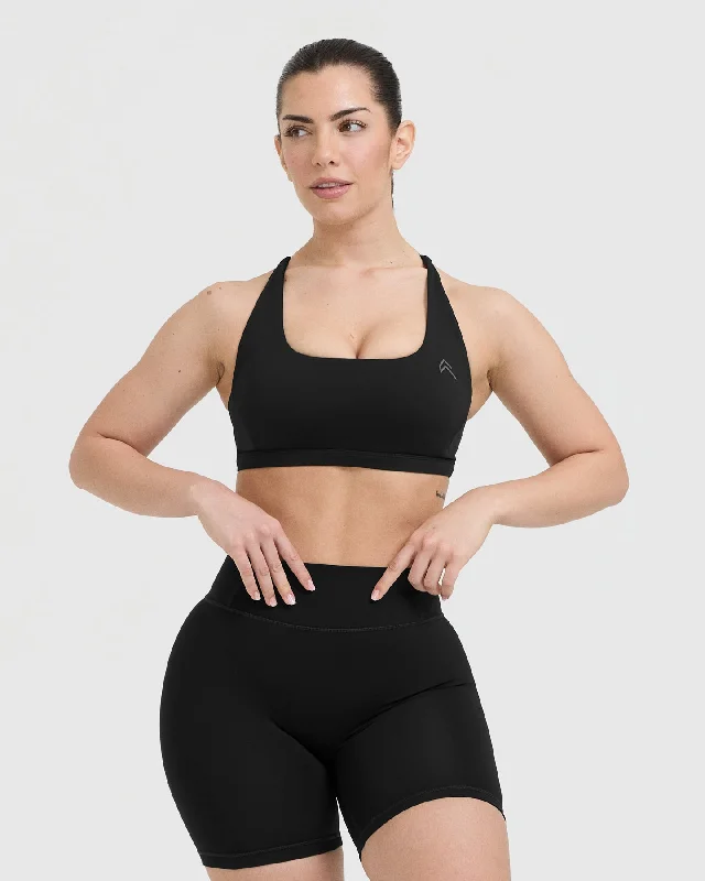 Timeless Square Neck Sports Bra | Black