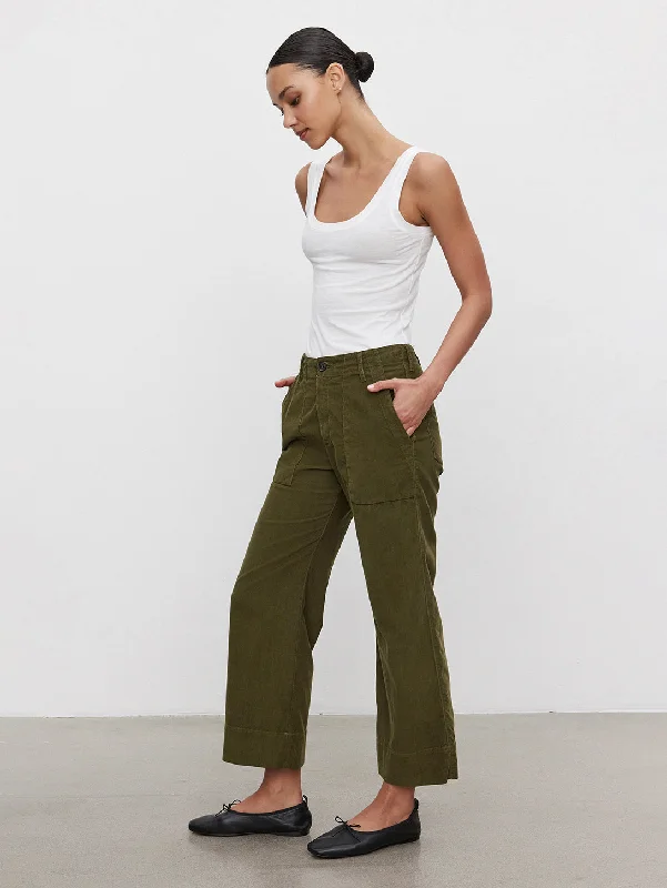 Vera Cropped Corduroy Pant - Aloe