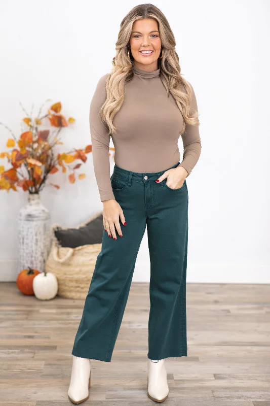 Vervet Teal Wide Leg Cropped Jeans