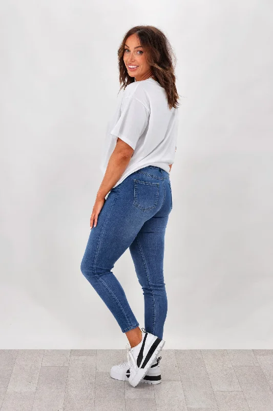 Wakee Molly Skinny Leg Jean Mid Blue