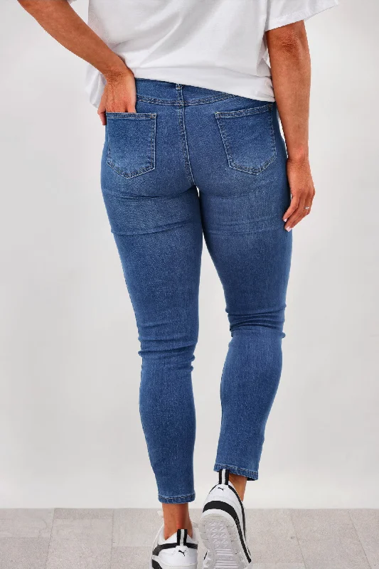 Wakee Molly Skinny Leg Jean Mid Blue