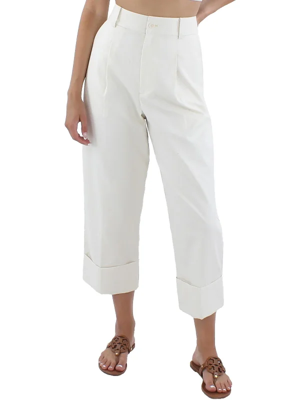 Womens Pleated Stretch Ankle Pants