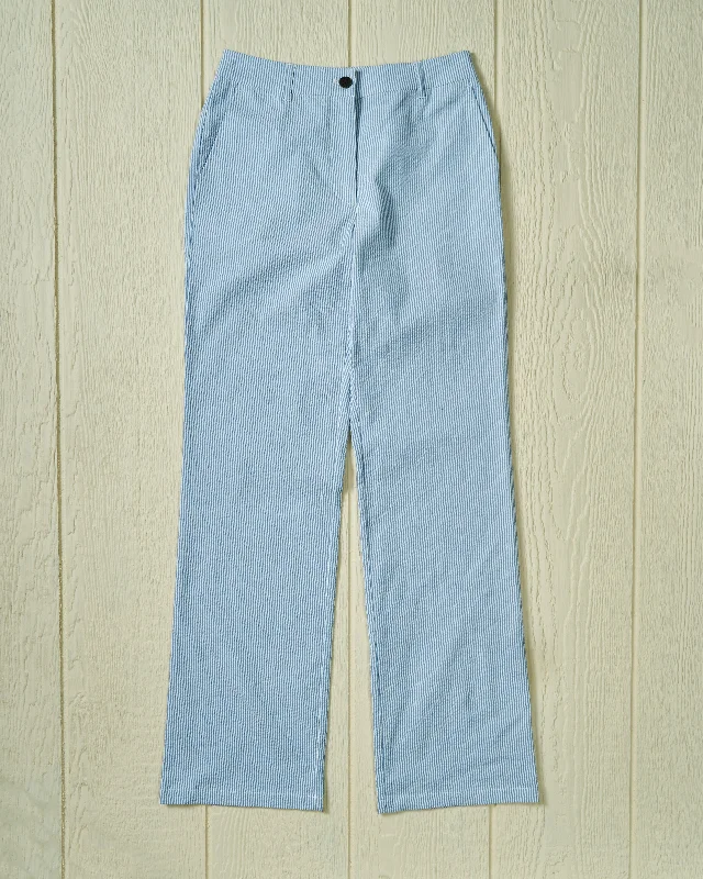 Women's Relaxed Pant in Blue Seersucker